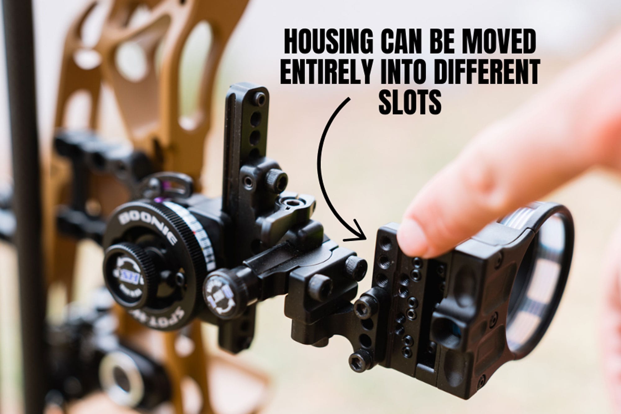 close-up-of-a-compound-bow-sight Close-up of a compound bow sight